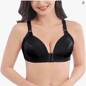 Front Closure, Floral Print Comfy Wireless Bra, Everyday Underwear Sexy Lingerie